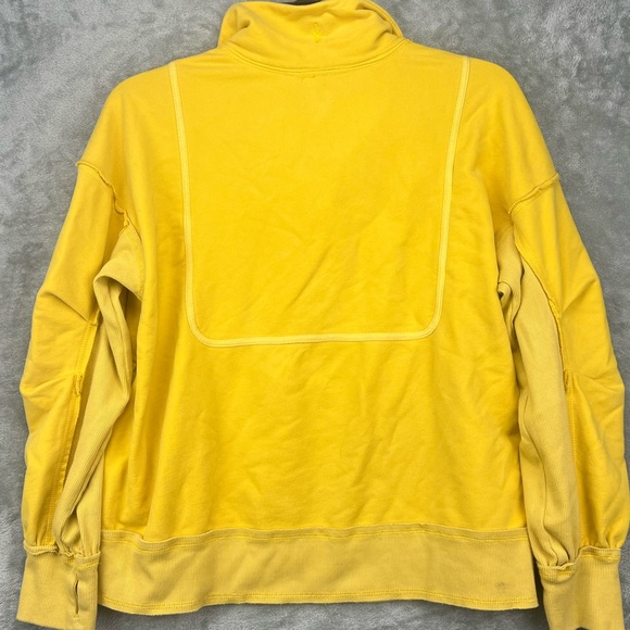 Free People In the Clouds Sweatshirt Quarter Zip Pullover Yellow Cozy Sz Small - Picture 7 of 13